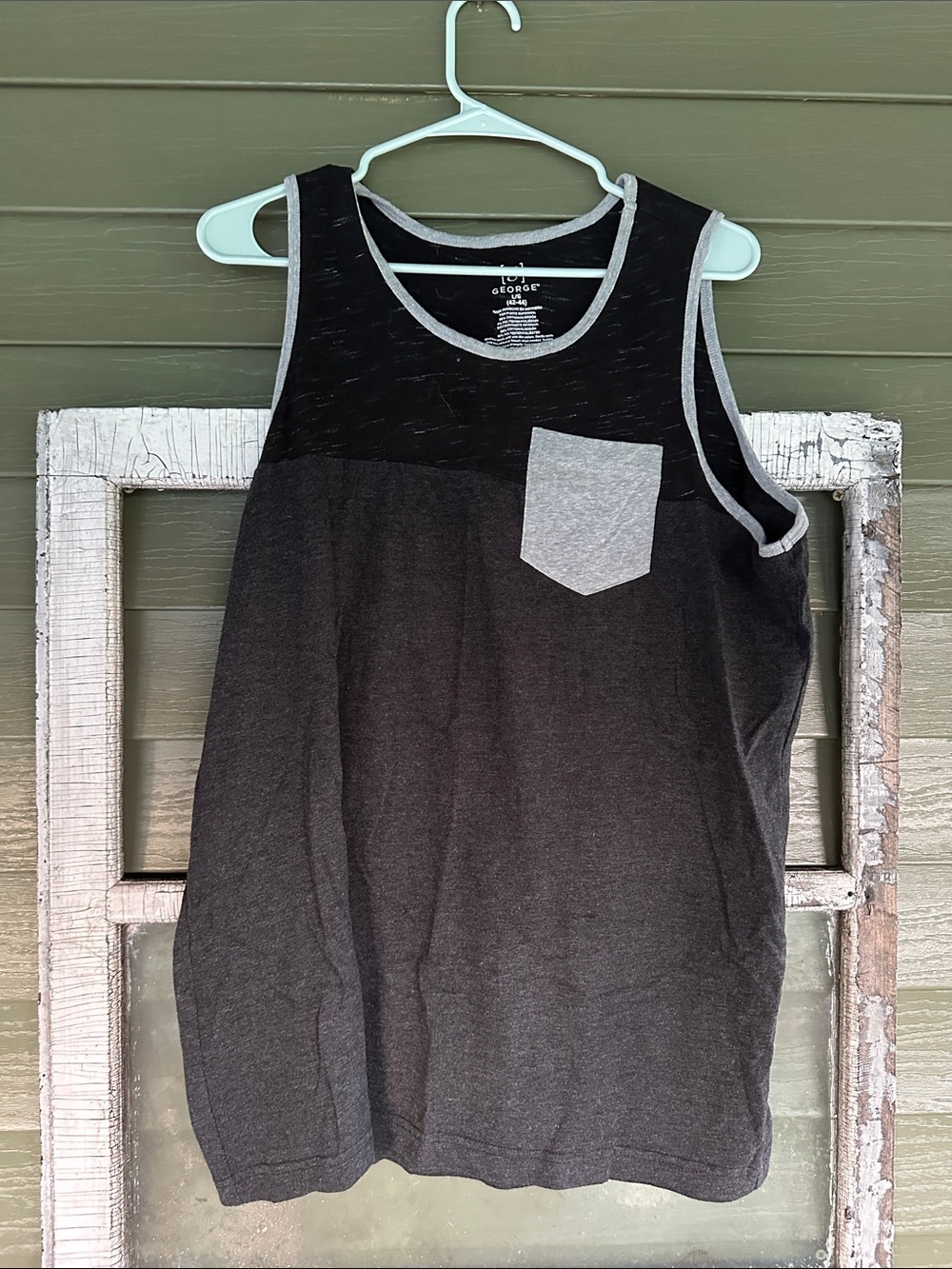 George Black Tank Top with Light Gray Pocket Trim